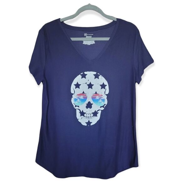 Skull and stars navy t-shirt  - Picture 1 of 4